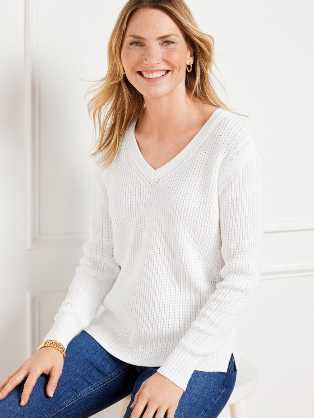 Talbots Ribbed V-Neck Pullover-M - Picture 1 of 7